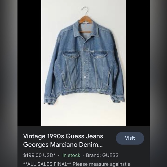 Vintage 1990s Guess Jeans Georges Marciano Denim Jacket Made in USA - Picture 4 of 10